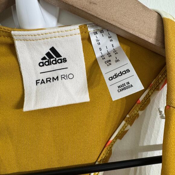 Farm Rio x Adidas Farm Psychedelic Wave Green Dress Victory Gold Size Large New - Picture 5 of 16